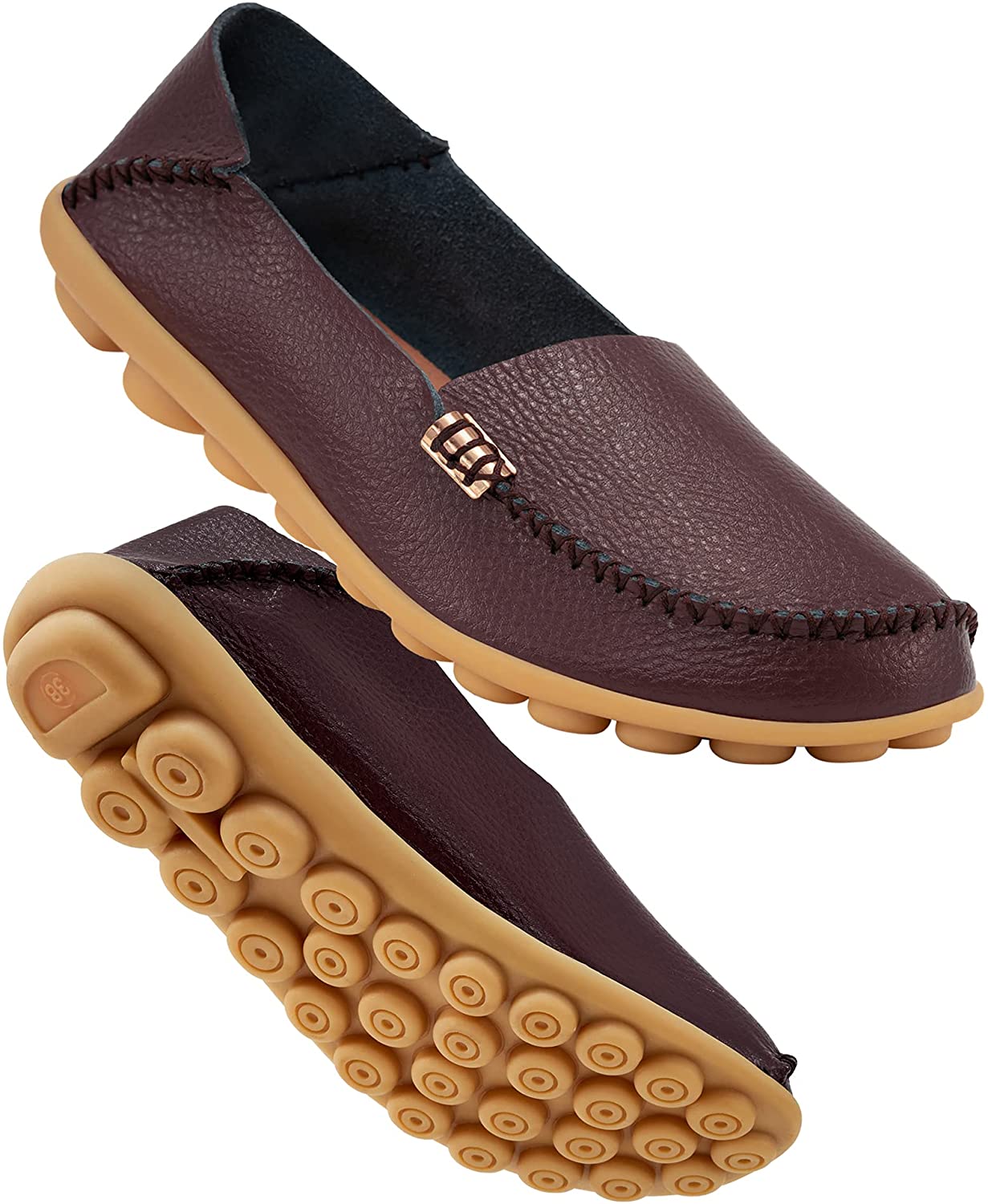 Women's Comfortable Leather Loafers Casual Round Toe Moccasins Wild Driving  Flats Soft Walking Shoes Slip On - Debshops