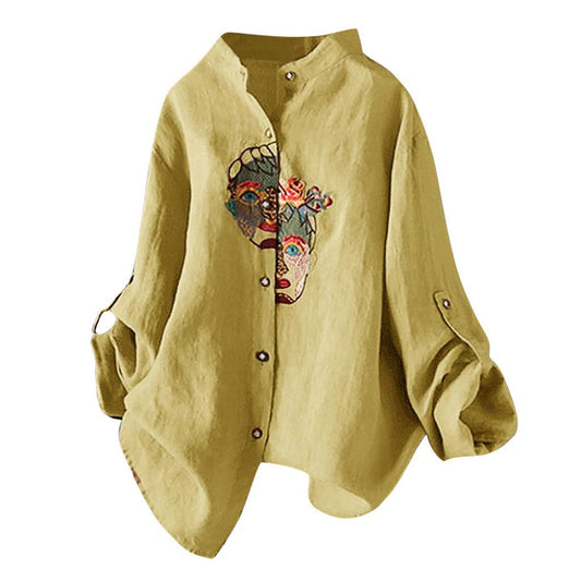 Cotton and Linen Vintage Embroidery Blouse - Debshops