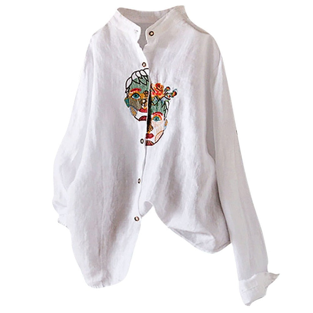Cotton and Linen Vintage Embroidery Blouse - Debshops