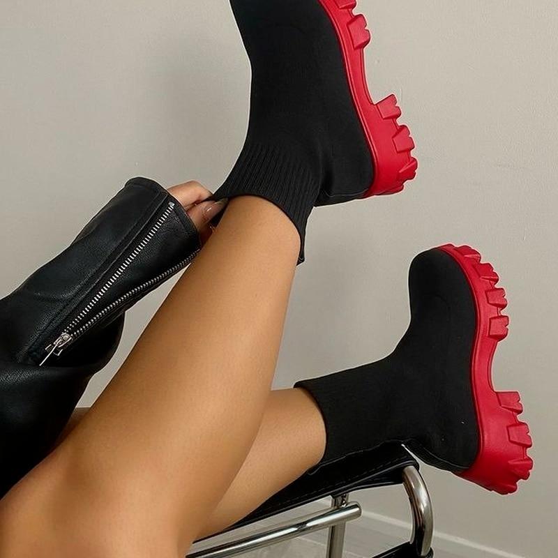 Couple Socks Shoes Knitted Short Boots - Debshops