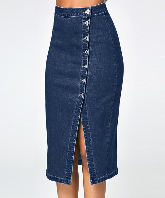 Denim Pencil  High Waisted Skirt- Deb Shops