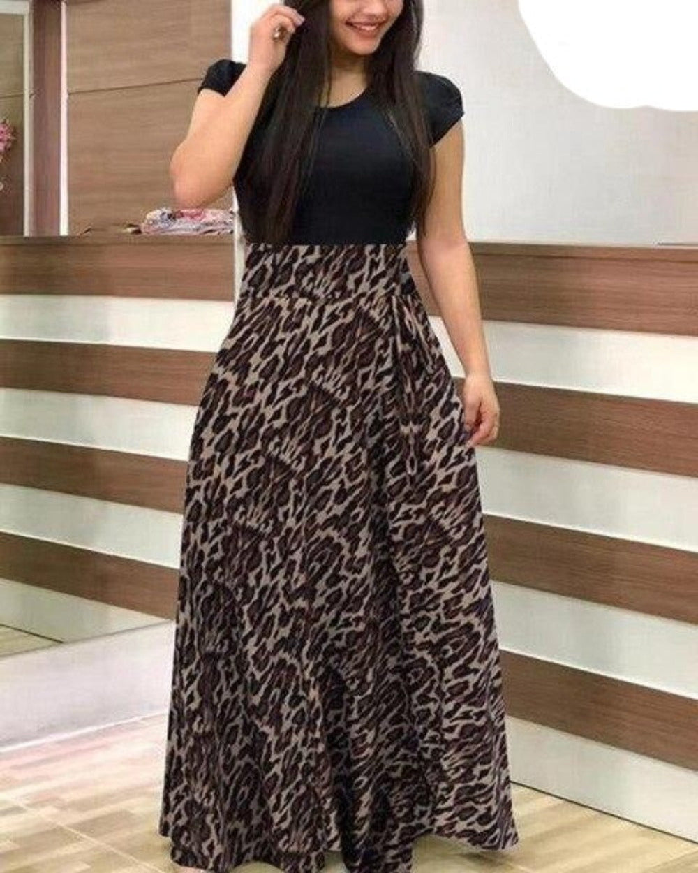 Floral Vintage O Neck Short Sleeve Long Dress | Deb Shops