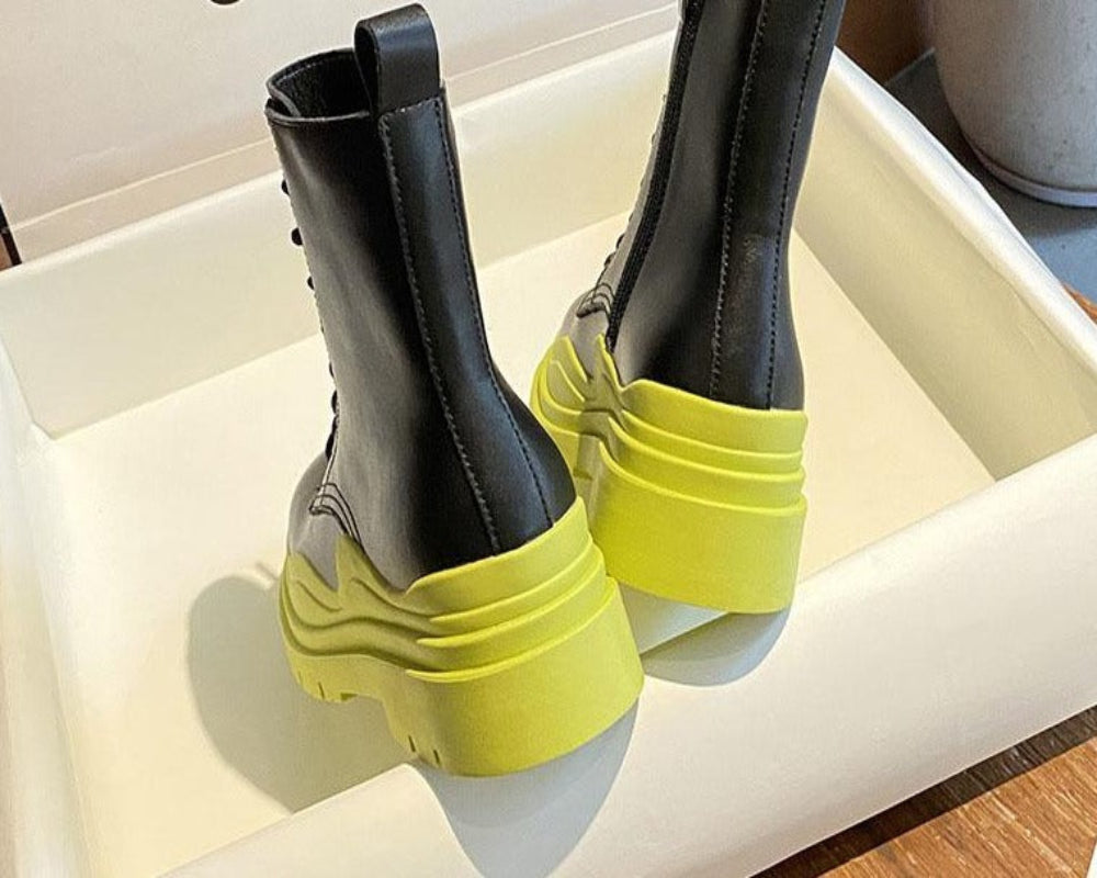 Genuine Leather Fashion Platform Zipper Motorcycle Boots | Deb Shops