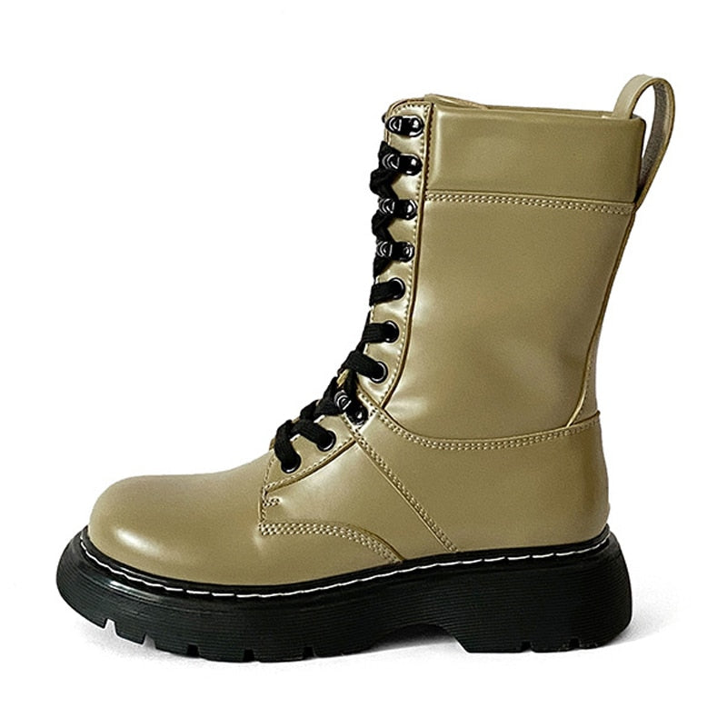 Genuine Leather Platform British Style Motorcycle Boots | Deb Shops