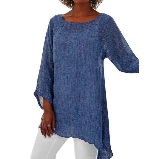 Loose O Neck Long Sleeve Casual Tunic - Debshops