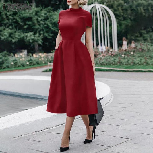 Elegant Vintage Fit Flare Prom Formal Retro Dress - Debshops