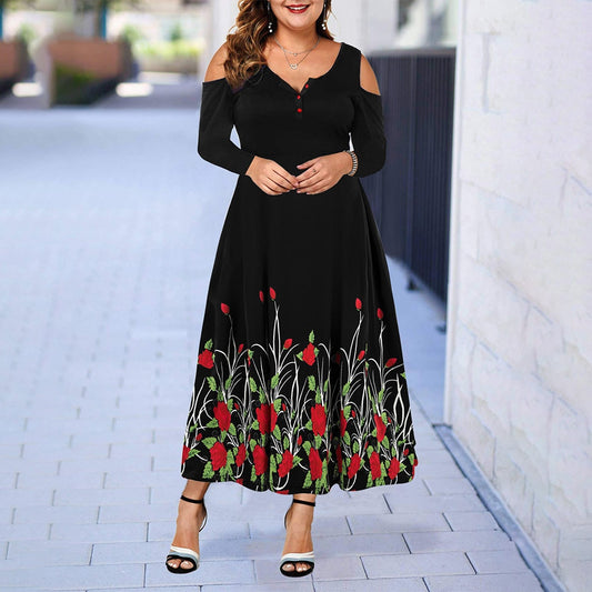 Large Size Elegant Dress Hollow Out - Debshops