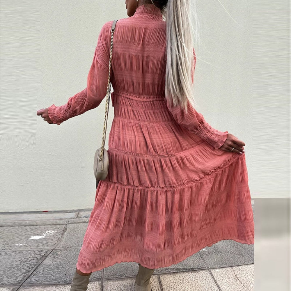 V-neck Elastic Waist Pleated Party Dress | Deb Shops