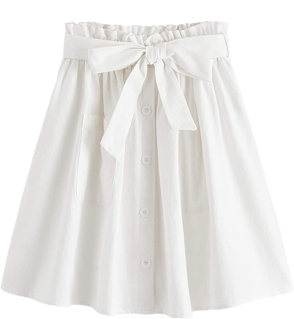 Women's Casual Self Tie Waist Frill Double Pocket Short Skirt - Debshops