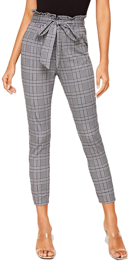 Women's Stretchy Workwear Office Skinny Pants with Belt - Debshops