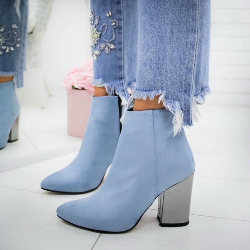 Ankle Pumps Flock Toe High Heels Boots - Deb Shops