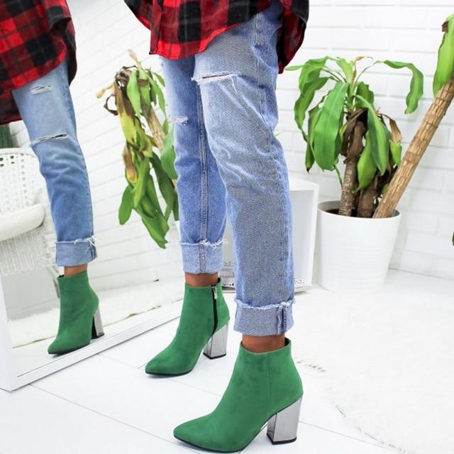 Ankle Pumps Flock Toe High Heels Boots - Deb Shops