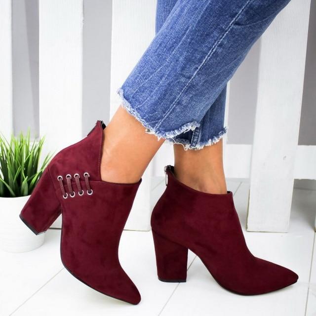 Ankle Pumps Flock Toe High Heels Boots - Deb Shops