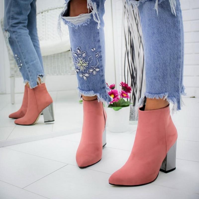 Ankle Pumps Flock Toe High Heels Boots - Deb Shops