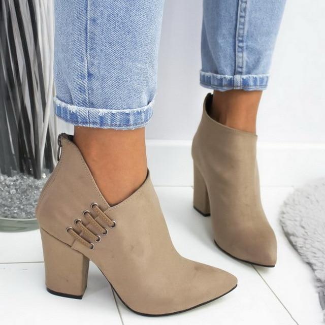 Ankle Pumps Flock Toe High Heels Boots - Deb Shops
