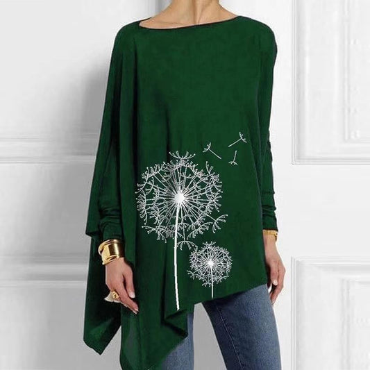 Irregular O Neck Long Sleeve Tunic - Debshops