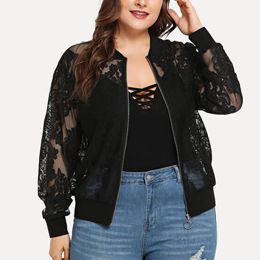 Plus Size Lace Loose Shawl Jacket - Deb Shops