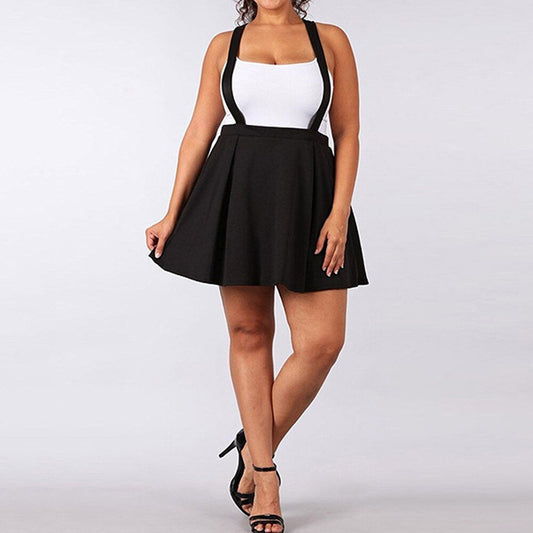 Black Loose Strap Pure Color Short Mini Skirt - Deb Shops