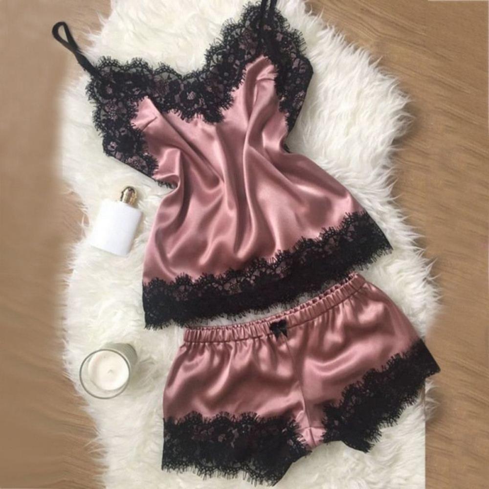 Silk Lace Sleep-Wear Pajamas - Debshops