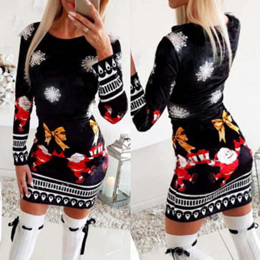 Christmas Body-con Long Sleeve Spring Dress - Debshops