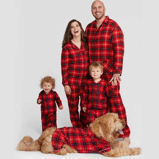 Christmas Matching Pajamas Plaid Cotton Family - Deb Shops
