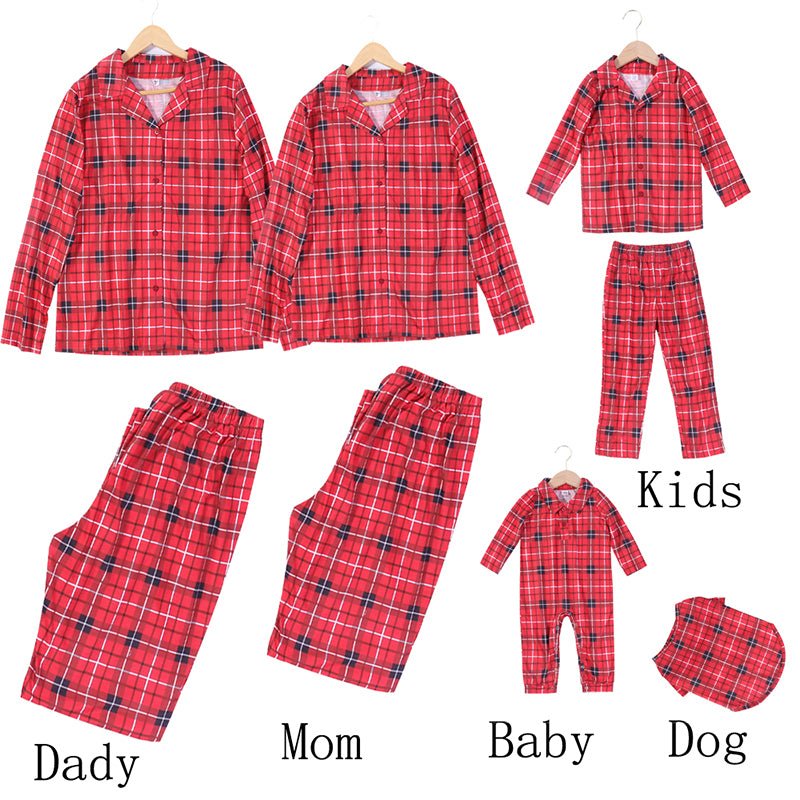 Christmas Matching Pajamas Plaid Cotton Family - Deb Shops