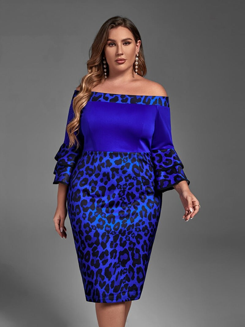 Plus Size Elegant Leopard Printed Dress | Debshops