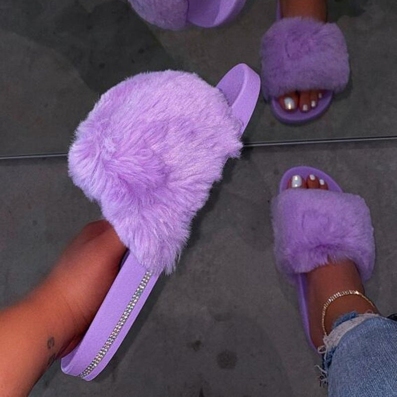 Furry Slippers Fluffy Plush Slippers - Debshops