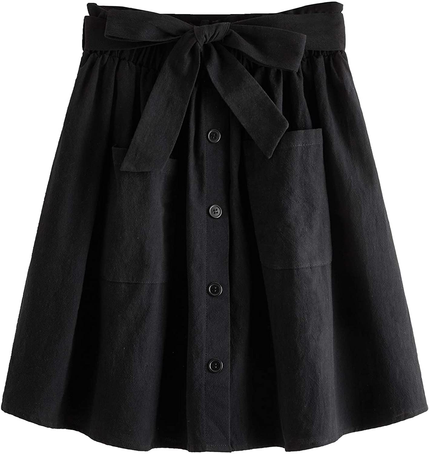Women's Casual Self Tie Waist Frill Double Pocket Short Skirt - Debshops