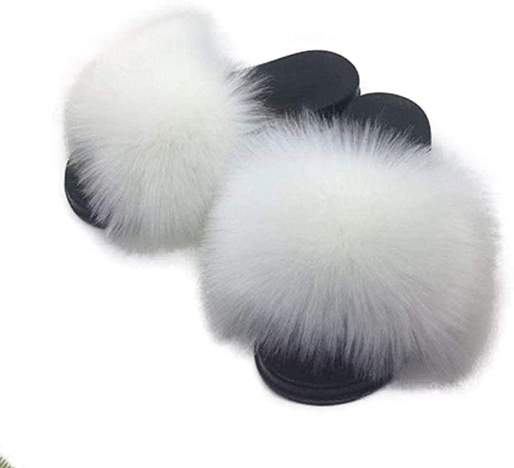 Faux Fur Slippers Fluffy Fuzzy Sandals Open Toe Slides Flip Flop - Debshops