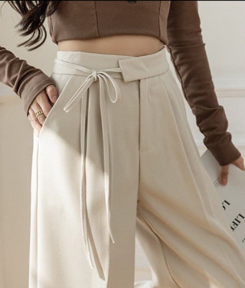 Elastic High Waist Wide Leg Pants - Deb Shops