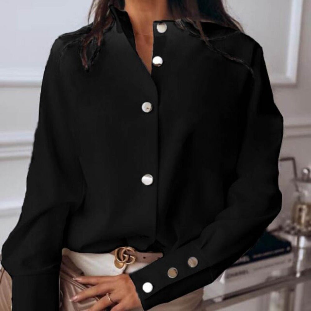 Elegant Adjustable Sleeve Button Blouse - Deb Shops