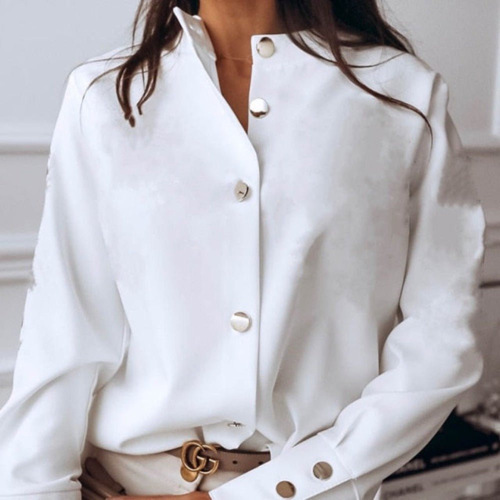 Elegant Adjustable Sleeve Button Blouse - Deb Shops