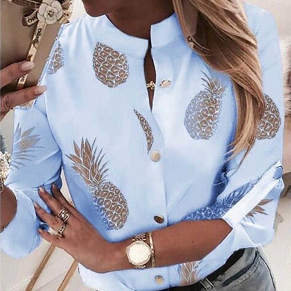Elegant Adjustable Sleeve Button Blouse - Deb Shops