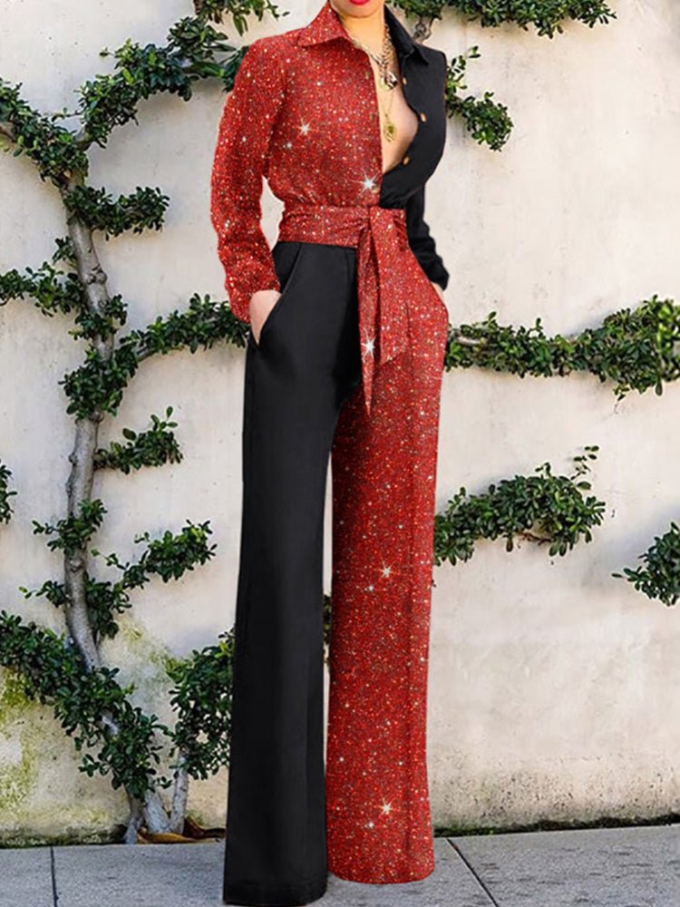 Elegant Flower Lace Mesh Long Sleeve Jumpsuit - Deb Shops