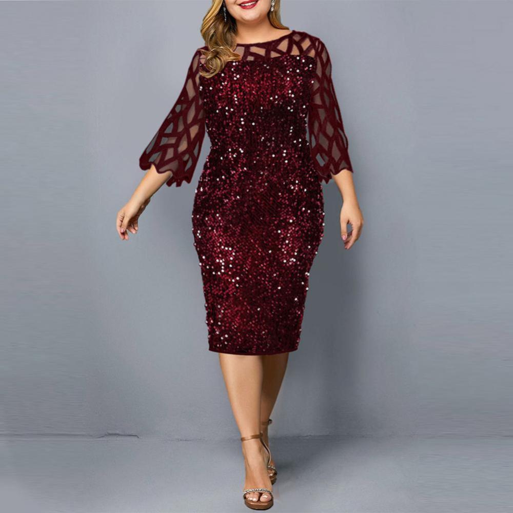 Elegant Transparent Sleeve Knee Length Dress - Deb Shops