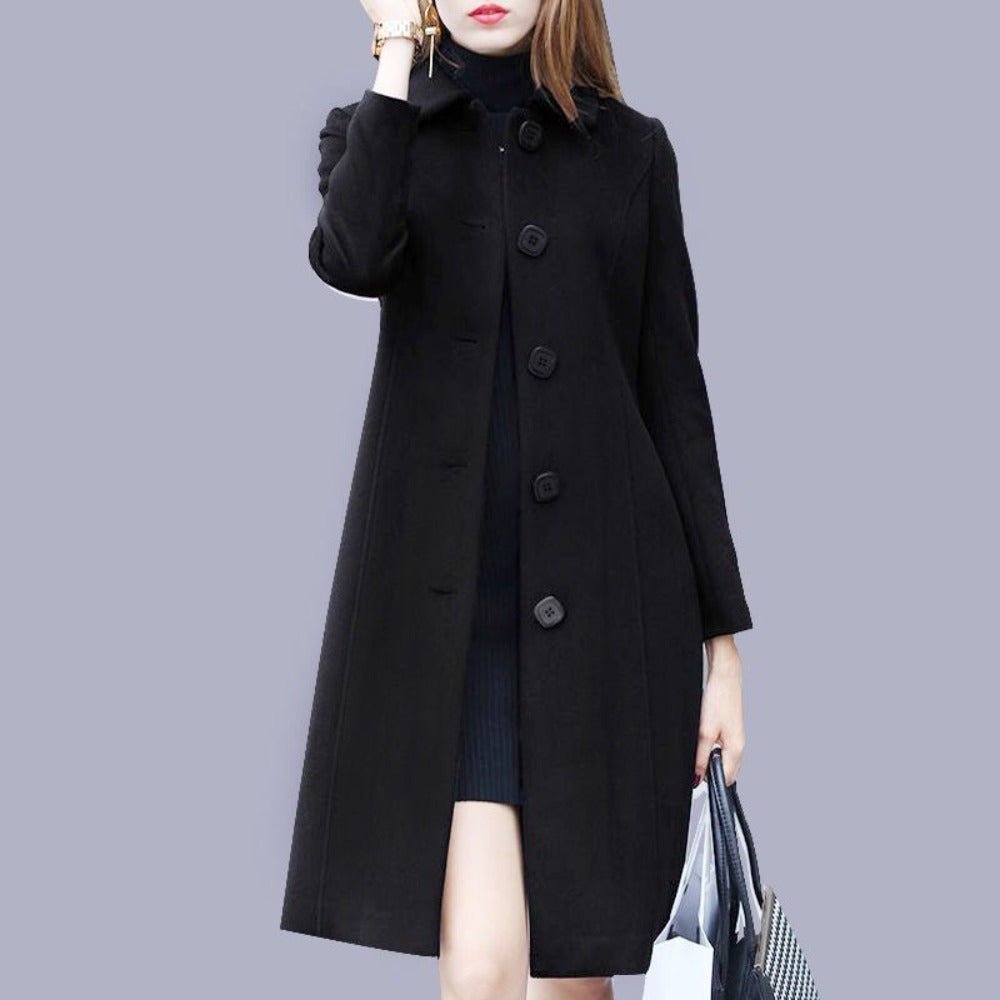 Fashion Mid Length Single Breasted Slim Wool Coat - Deb Shops