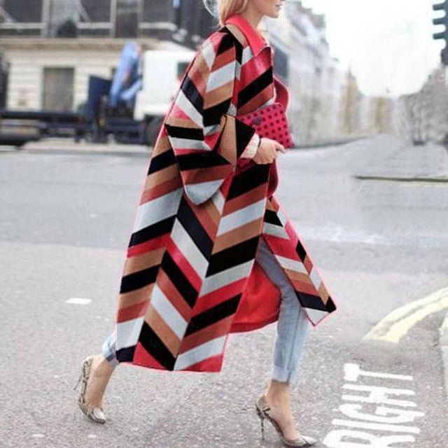Unique  Retro Long Outerwear Coat - Deb Shops