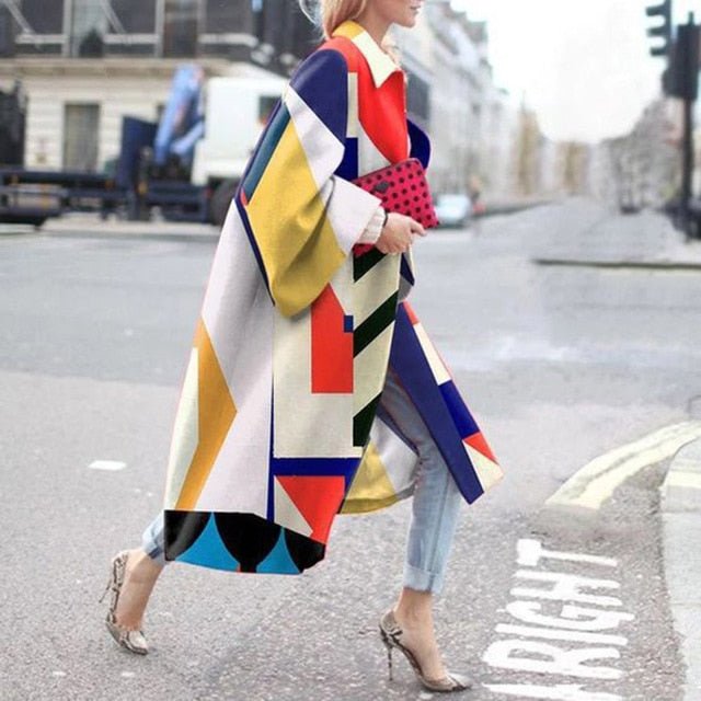 Unique  Retro Long Outerwear Coat - Deb Shops