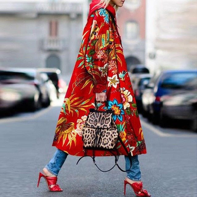 Unique  Retro Long Outerwear Coat - Deb Shops