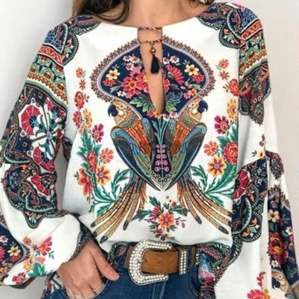 Floral Bohemian Vintage Blouse - Deb Shops