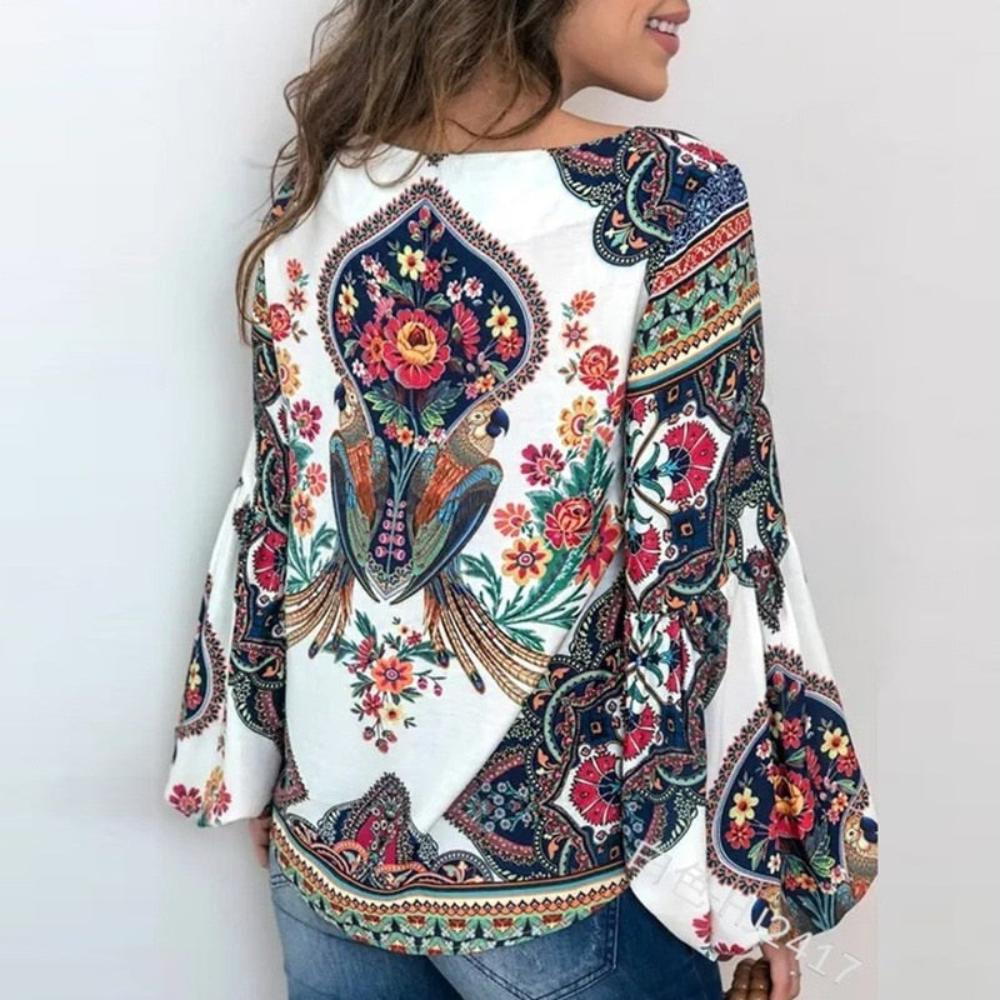 Floral Bohemian Vintage Blouse - Deb Shops