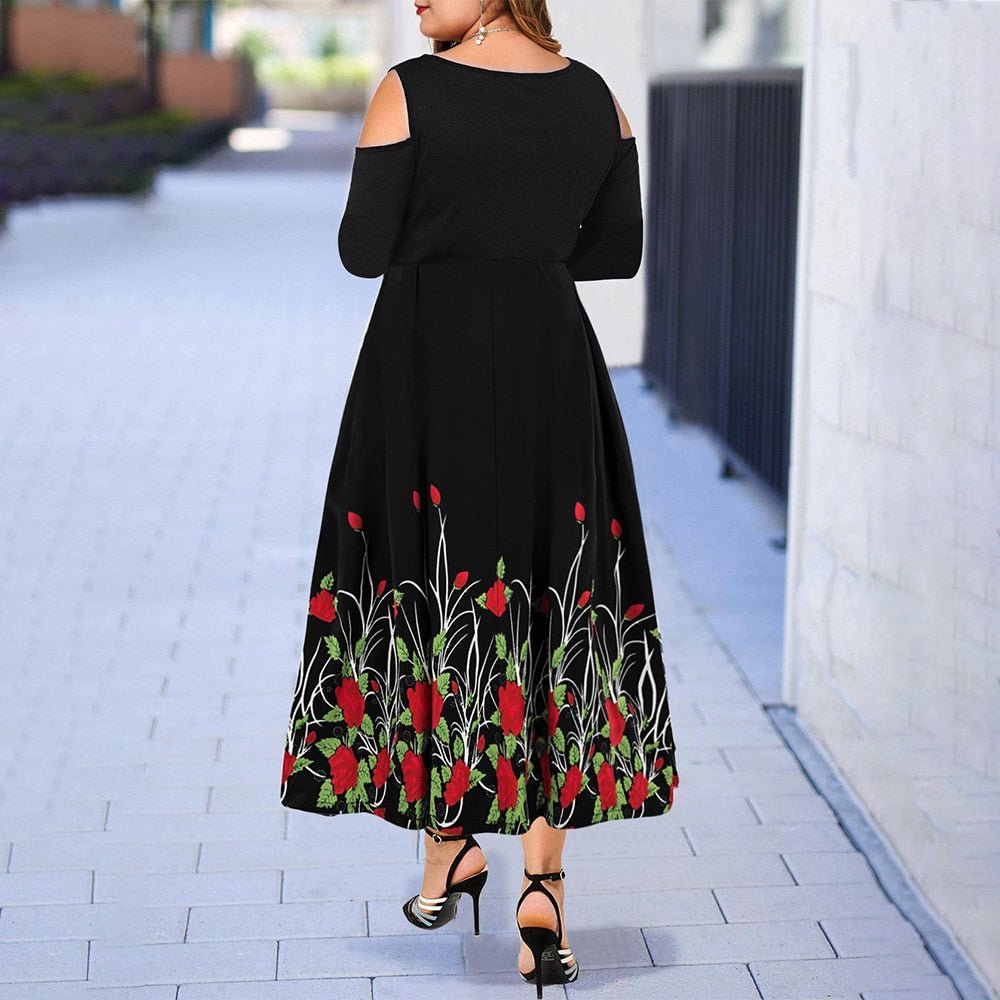 Large Size Elegant Hollow Out Dress - Deb Shops