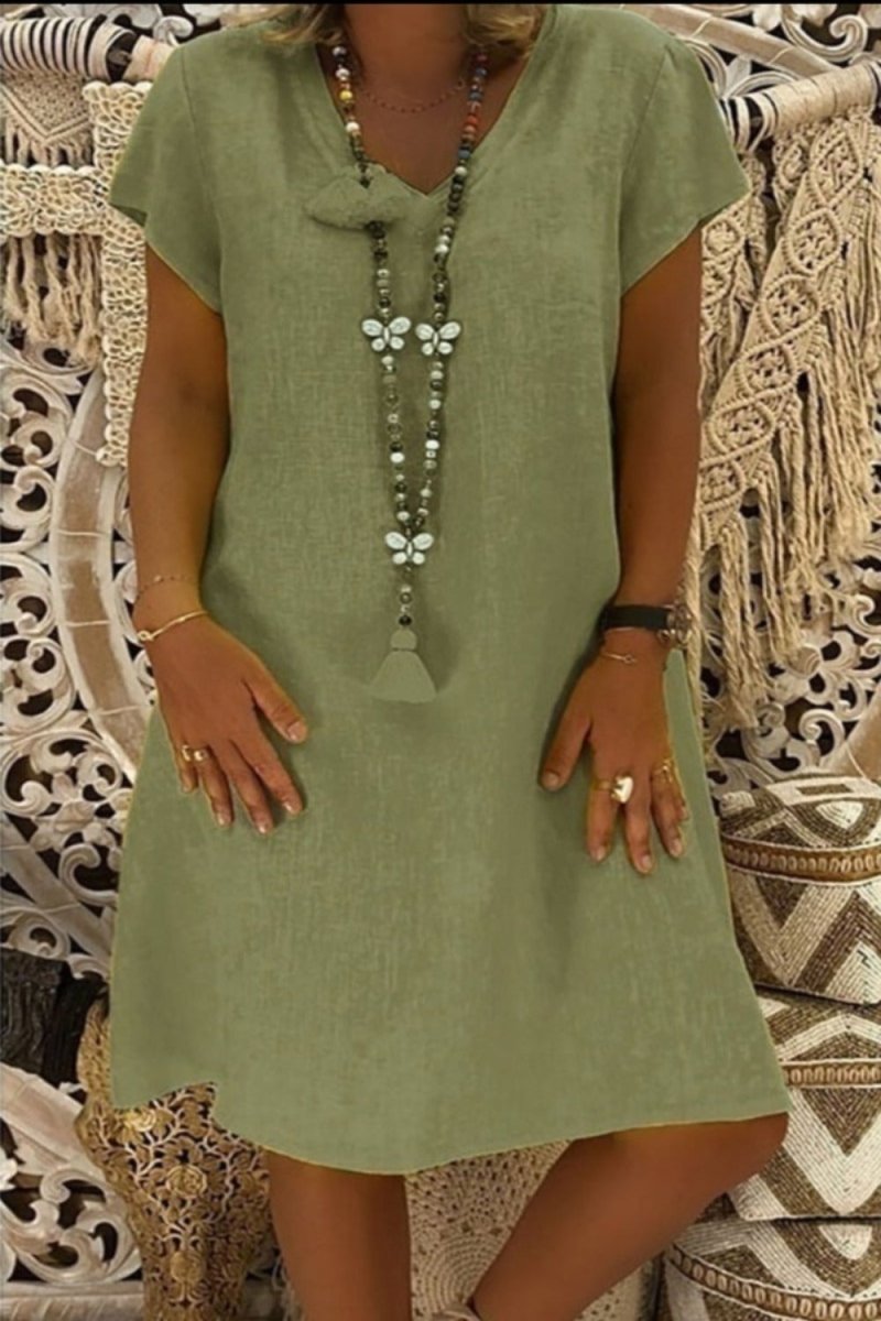 Loose Summer Style Cotton Casual Dress - Deb Shops