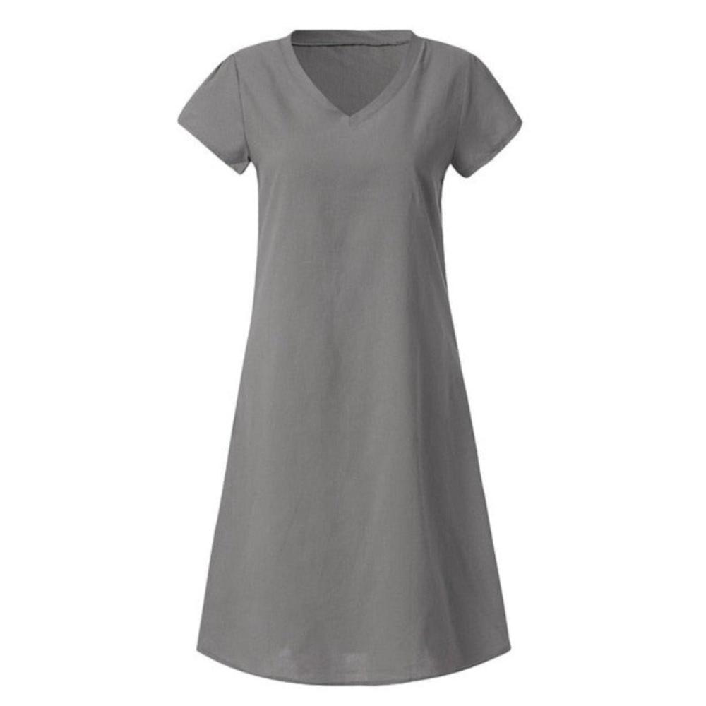 Loose Summer Style Cotton Casual Dress - Deb Shops