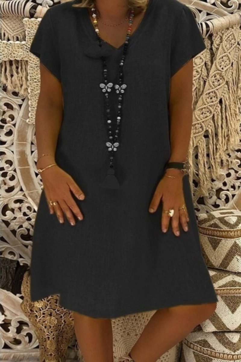 Loose Summer Style Cotton Casual Dress - Deb Shops