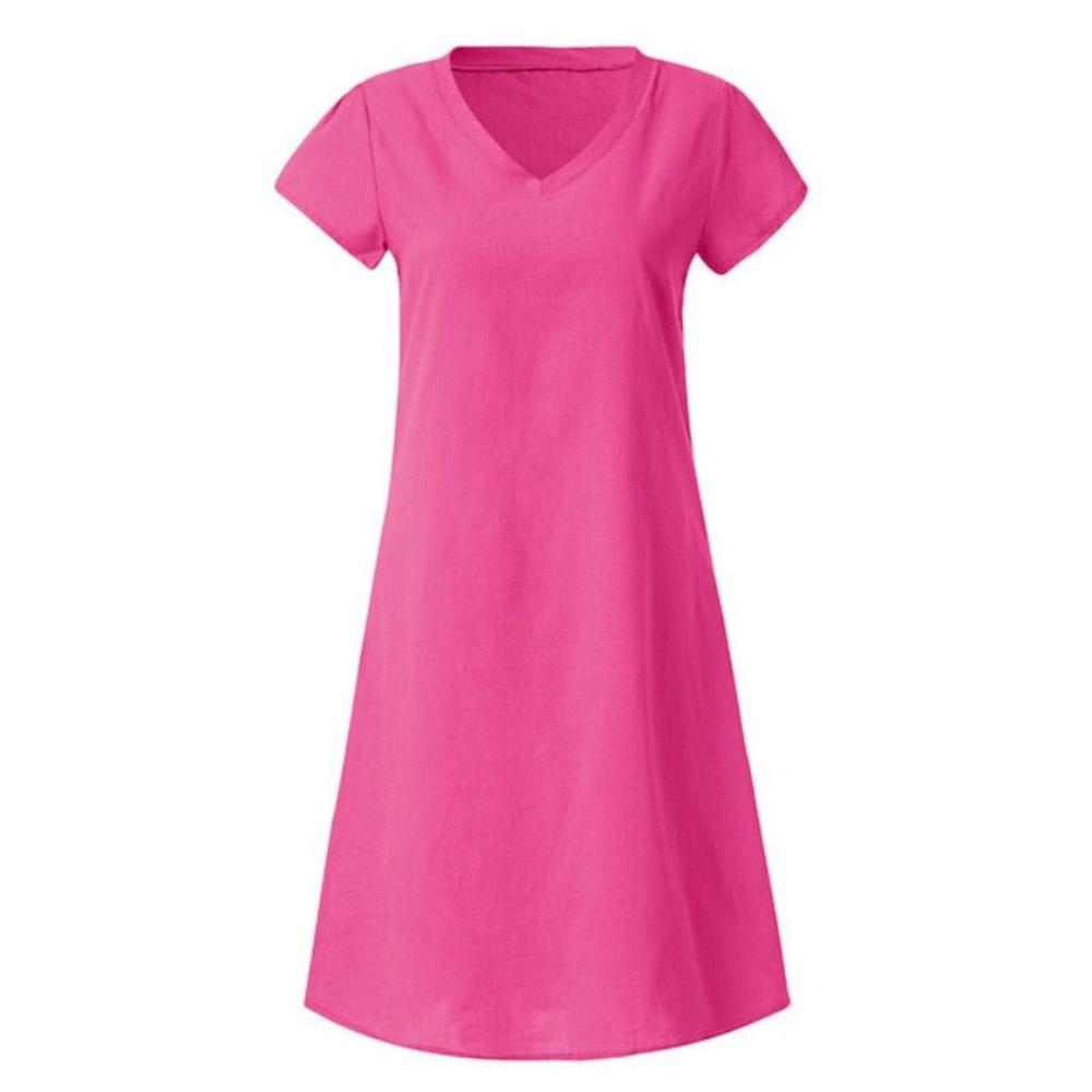 Loose Summer Style Cotton Casual Dress - Deb Shops
