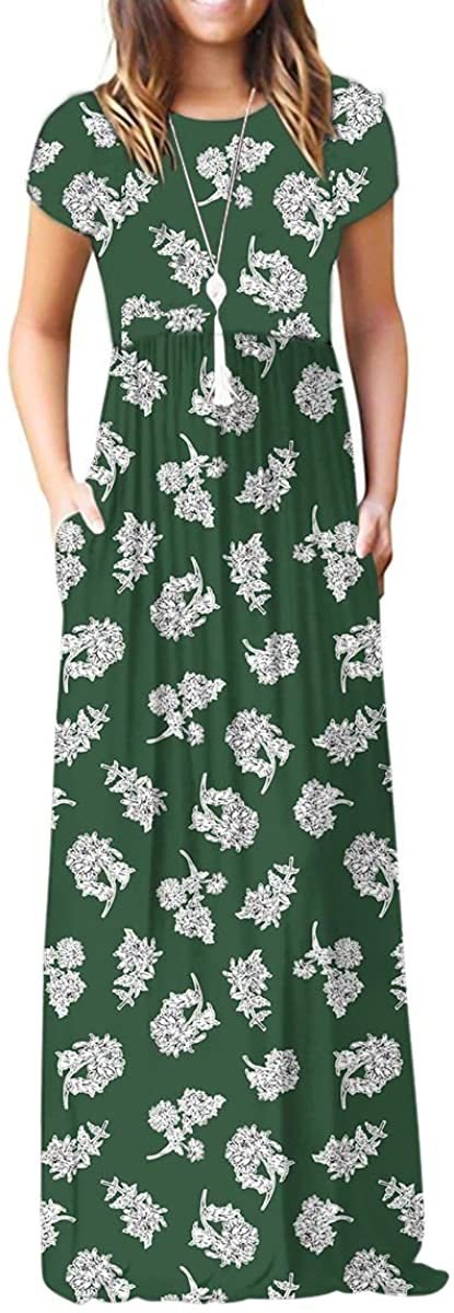 Maxi Long Dress Short Sleeve with Pockets - Deb Shops