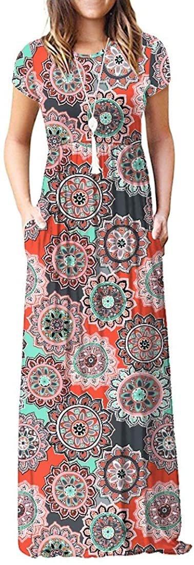 Maxi Long Dress Short Sleeve with Pockets - Deb Shops