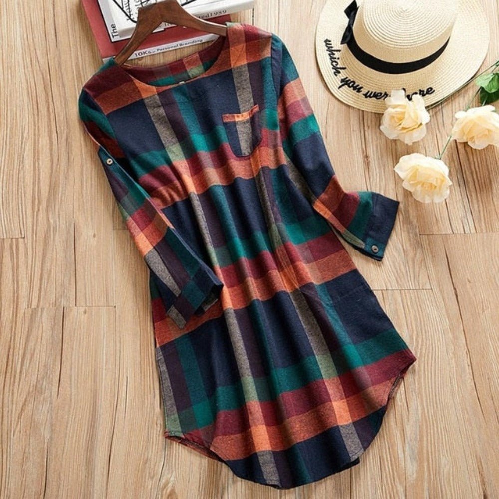 O Neck Long Sleeve Loose Pocket Blouse - Deb Shops